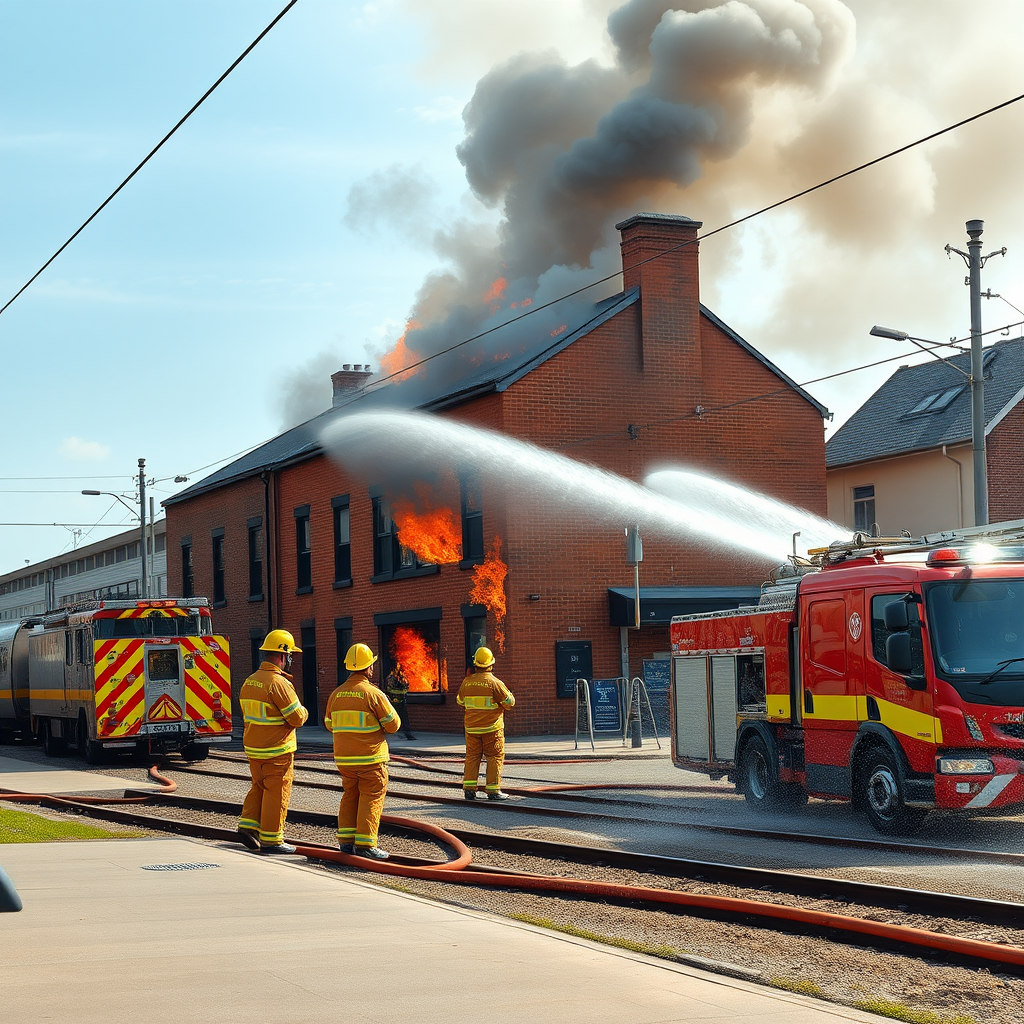 Fire crews battle blaze near railway line